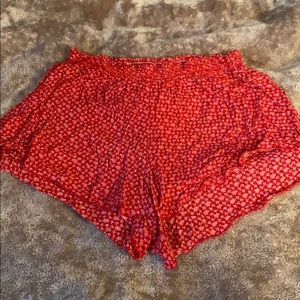 Red Flowy Shorts